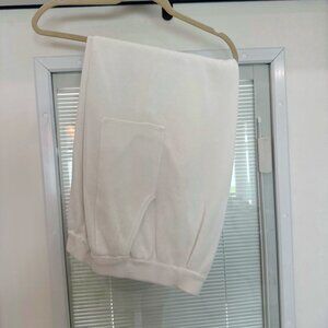 Chic Ivory Ankle-Length Pants Large Tailored Tapered Leg Minimalist Style